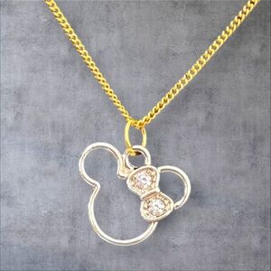 Gold plated Minnie Mouse pendant with clear crystal